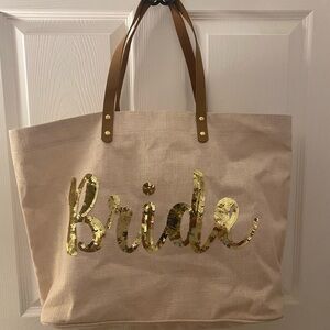 Gold Sequin Bride Tote Bag